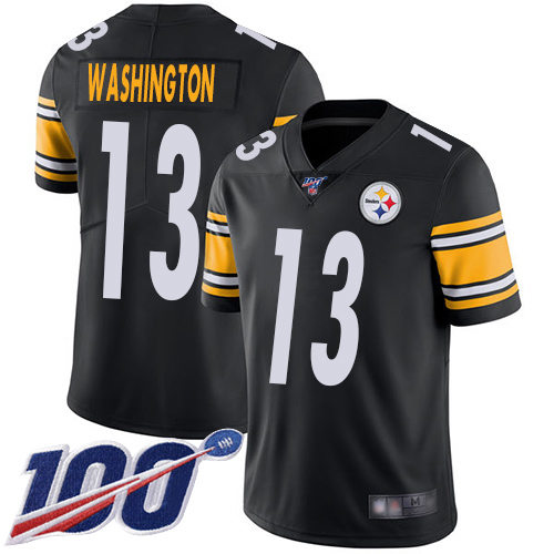 Men Pittsburgh Steelers Football #13 Limited Black James Washington Home 100th Season Vapor Untouchable Nike NFL Jersey